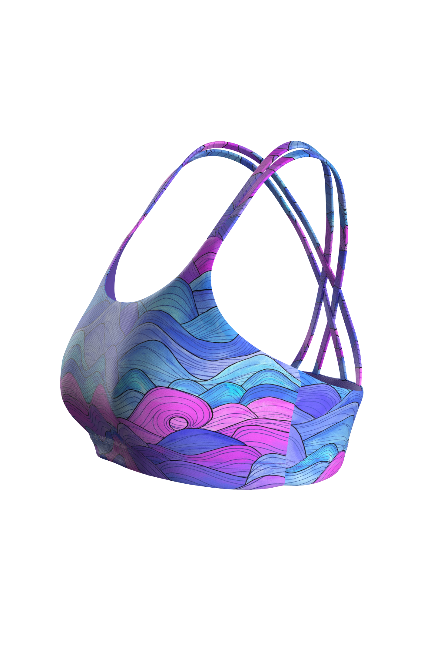 Haut de maillot One Eye - purple waves