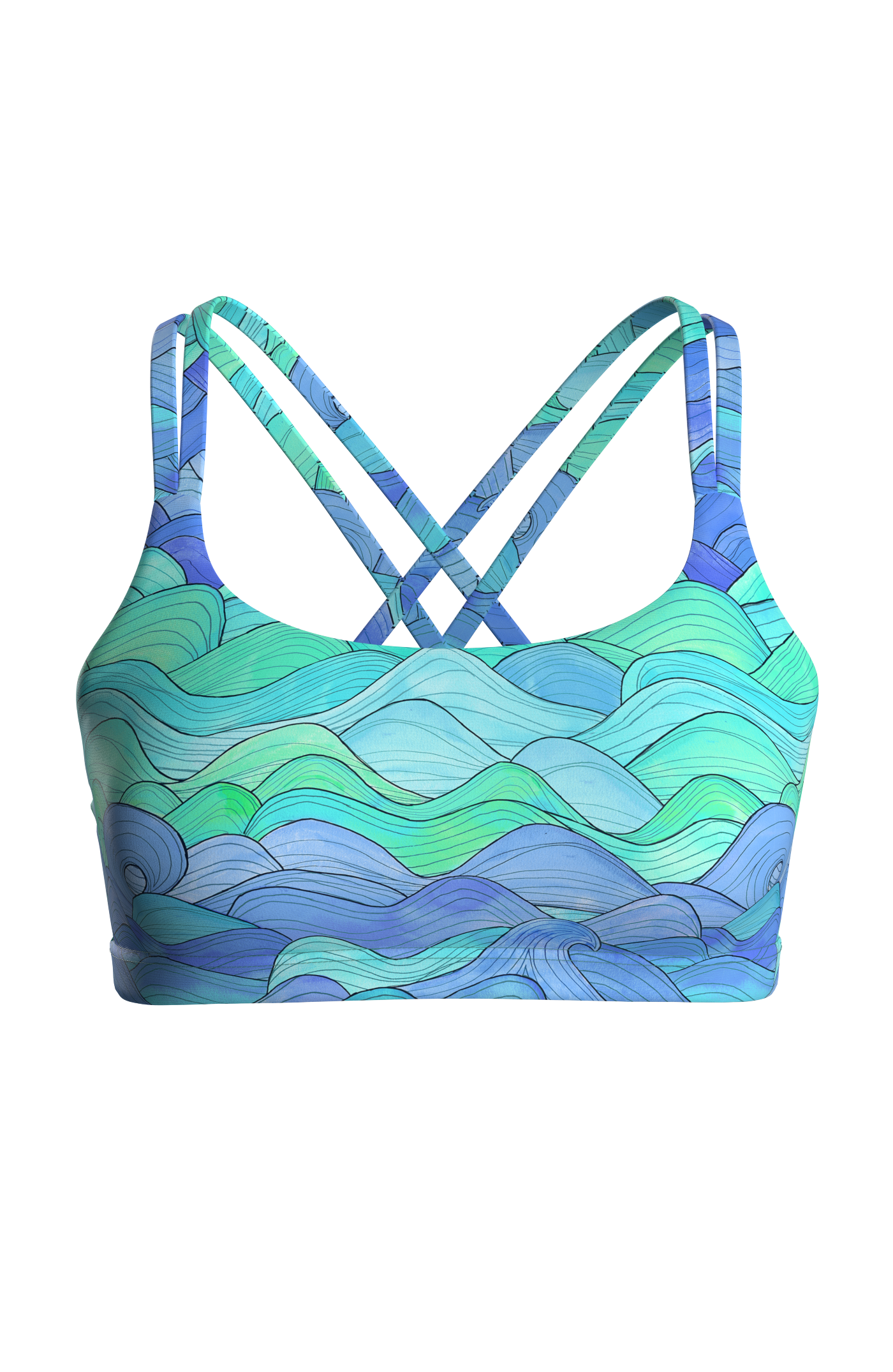 One Eye Bikini Top - blue waves