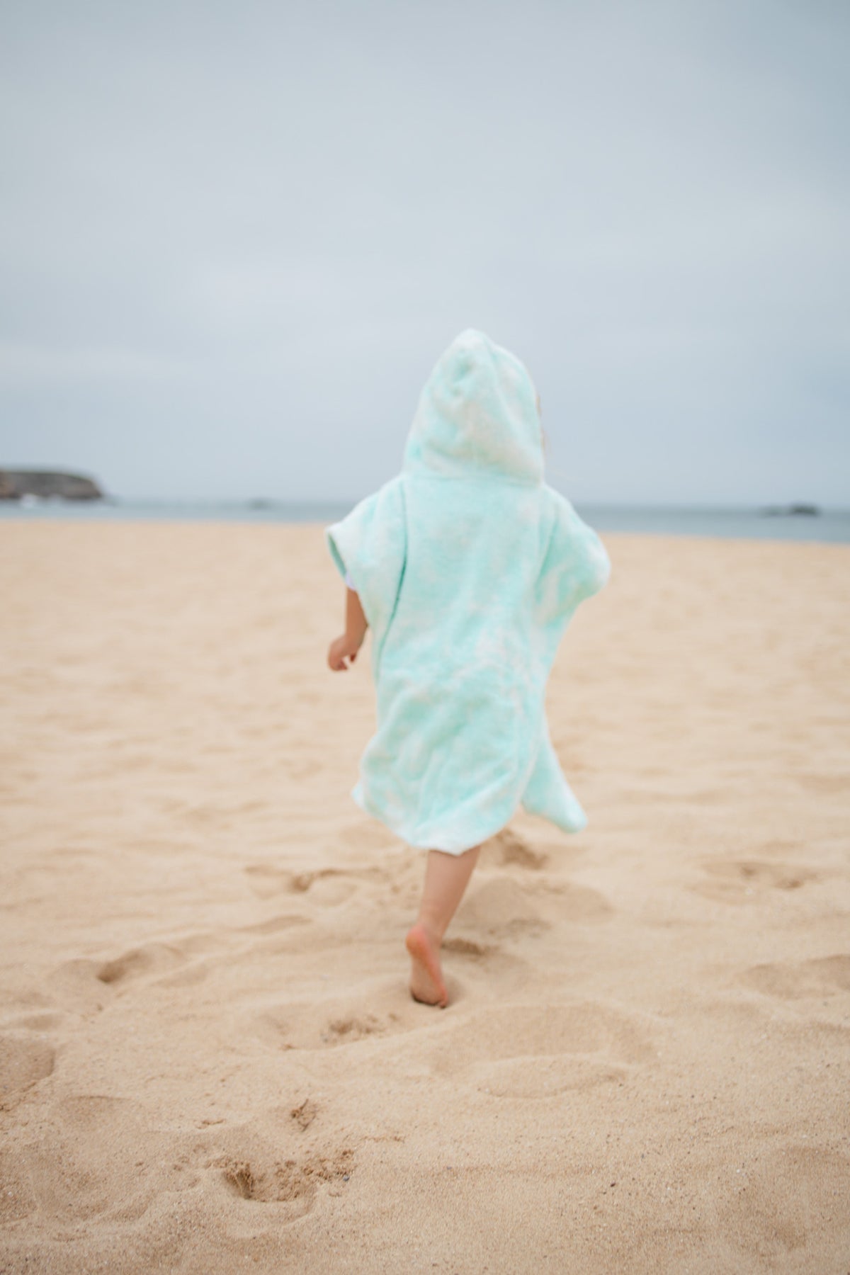 Kinder Hvide Surfponcho - mint tiedye