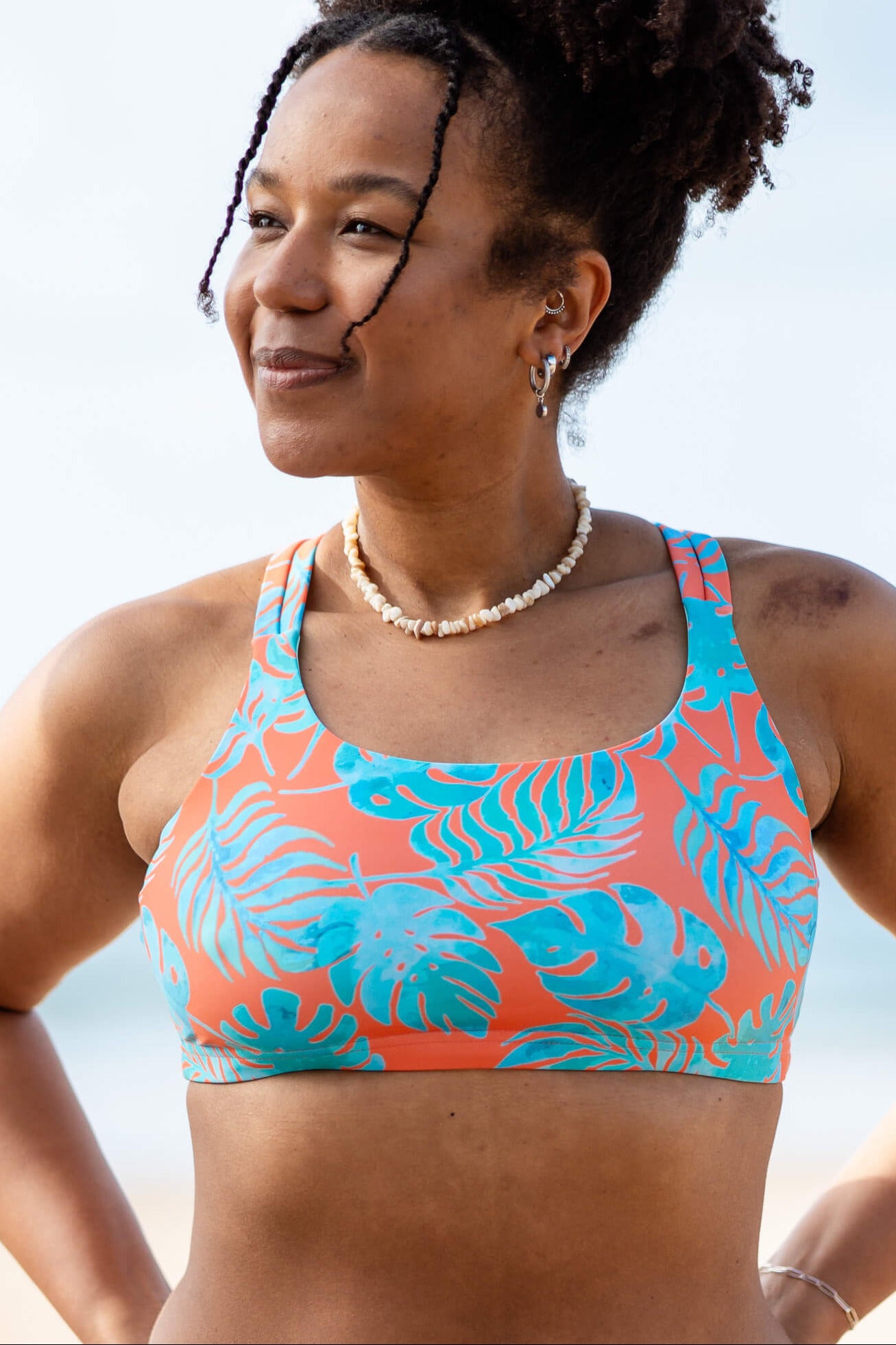 One Eye Bikini Top - coral banana